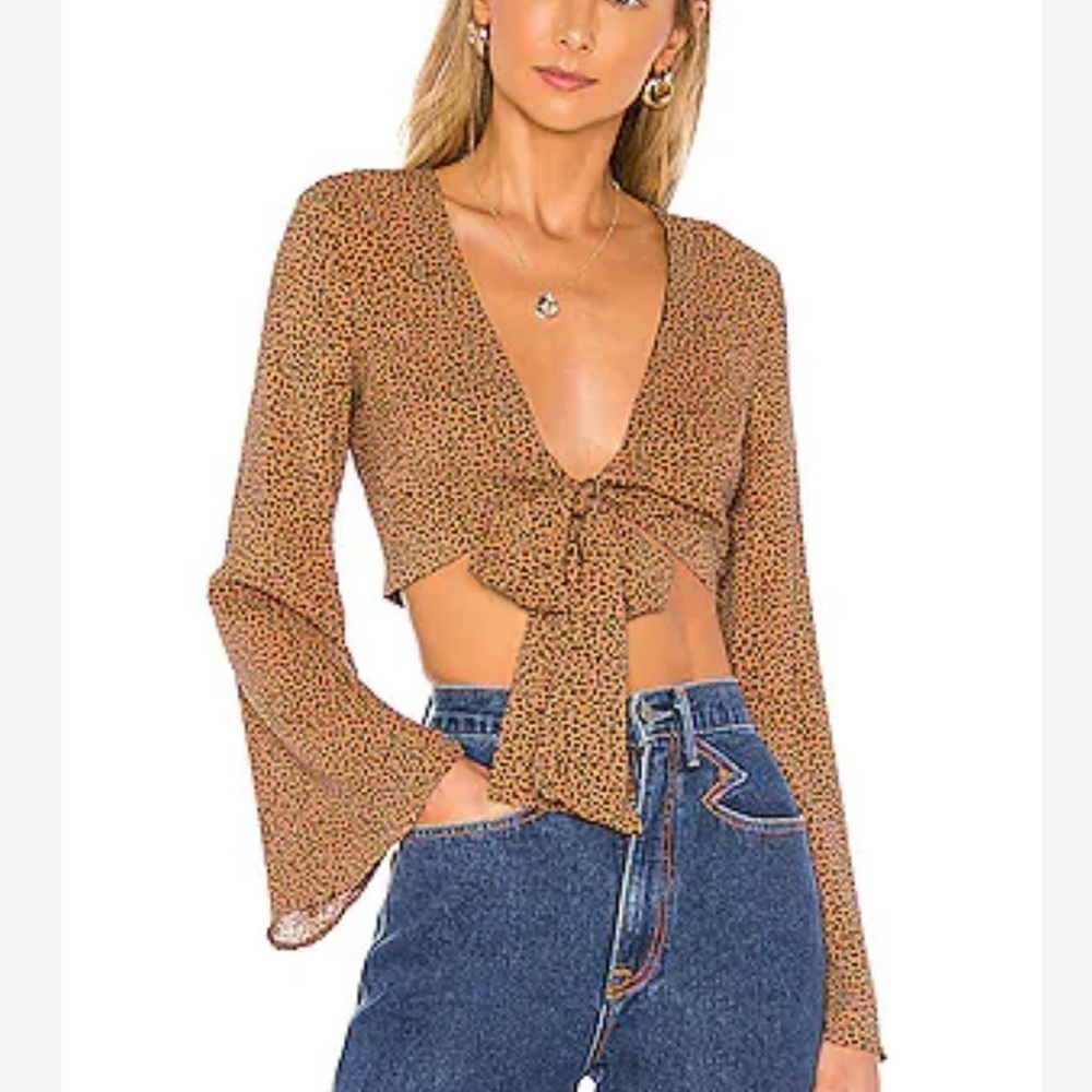 MAJORELLE Alex Top in Tan Leopard xxs